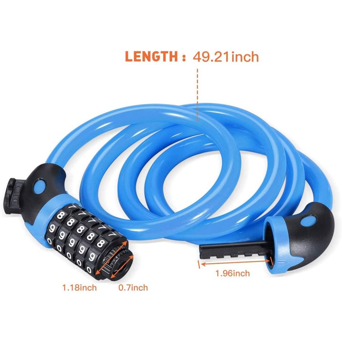 Famistar 4 Feet 5 Digit Resettable Combination Coiling Bike Chain Lock - Cartsfy Inc.