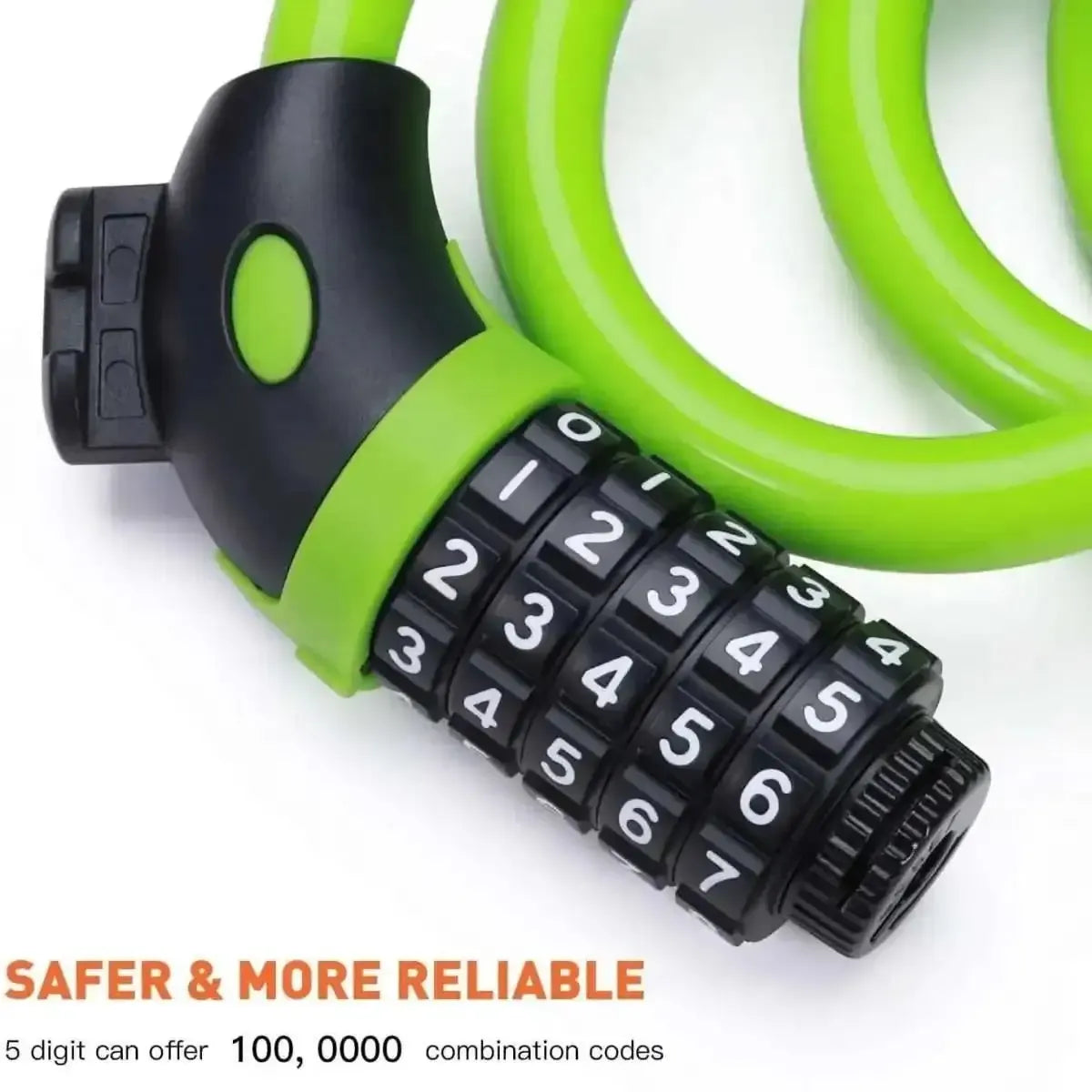 Famistar 4 Feet 5 Digit Resettable Combination Coiling Bike Chain Lock DailySale Black Blue Green Black-Blue-Green-Yellow-Pink-