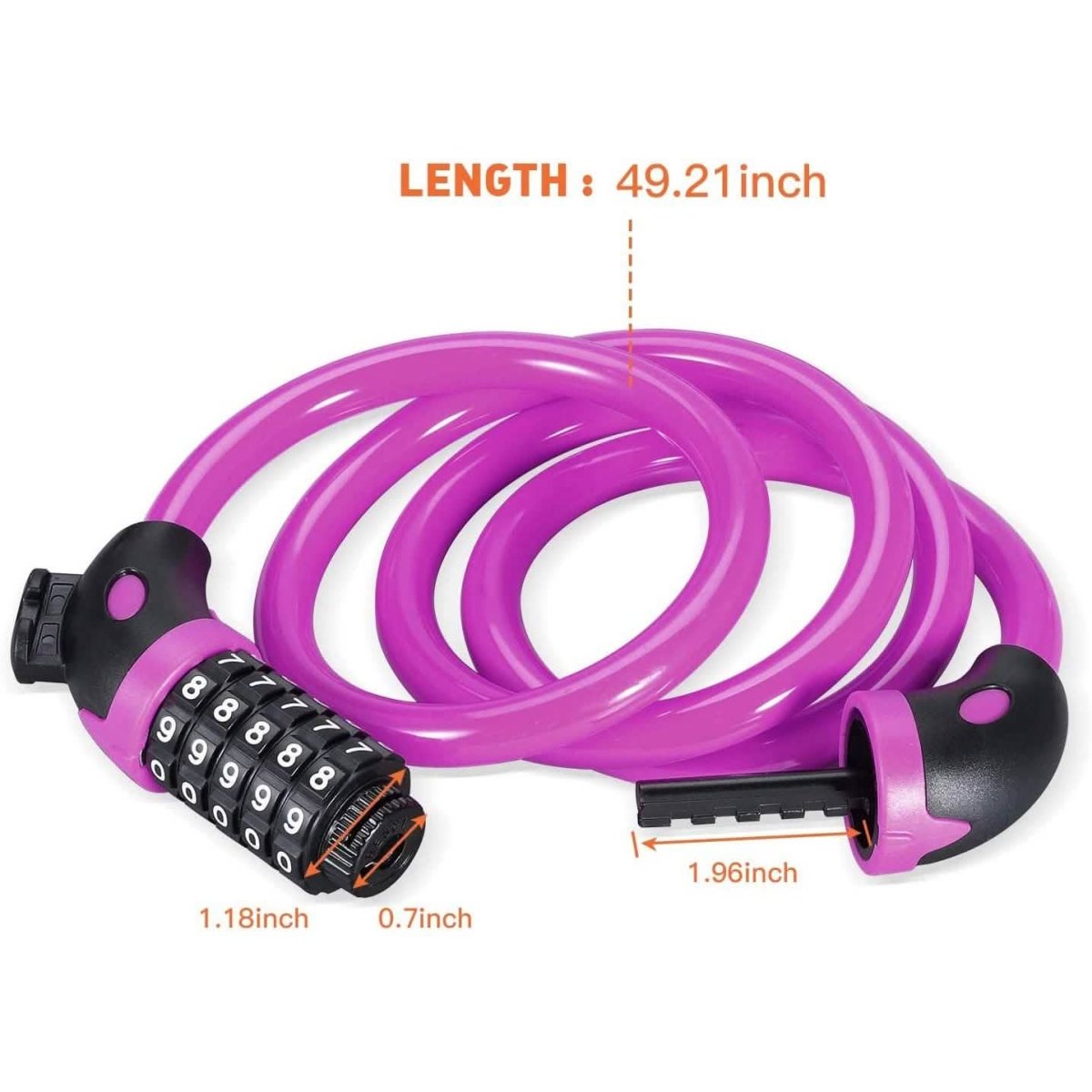 Famistar 4 Feet 5 Digit Resettable Combination Coiling Bike Chain Lock - Cartsfy Inc.
