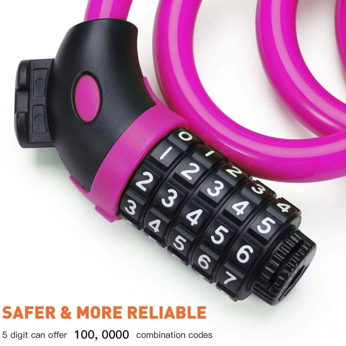 Famistar 4 Feet 5 Digit Resettable Combination Coiling Bike Chain Lock - Cartsfy Inc.