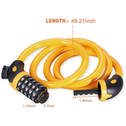 Famistar 4 Feet 5 Digit Resettable Combination Coiling Bike Chain Lock - Cartsfy Inc.