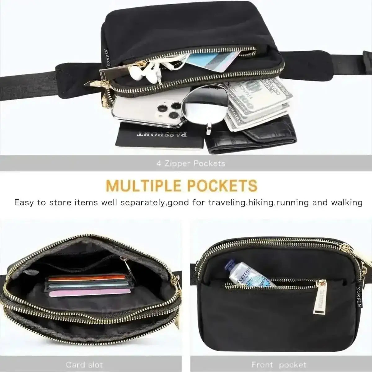 Fashion Waist Pack Belt Bag with Adjustable Strap DailySale Black Brown Pink Black-Brown-Pink-