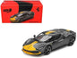 Ferrari 296 GTB Assetto Fiorano Grigio Scuro (Dark Gray) with Yellow Stripes 1/64 Diecast Model Car by BBR Cartsfy Inc.