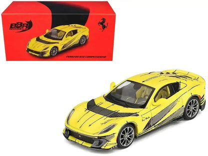 Ferrari 812 Competizione Matt Yellow with Graphics and Yellow Interior "Tailor Made" 1/64 Diecast Model Car by BBR Cartsfy Inc.