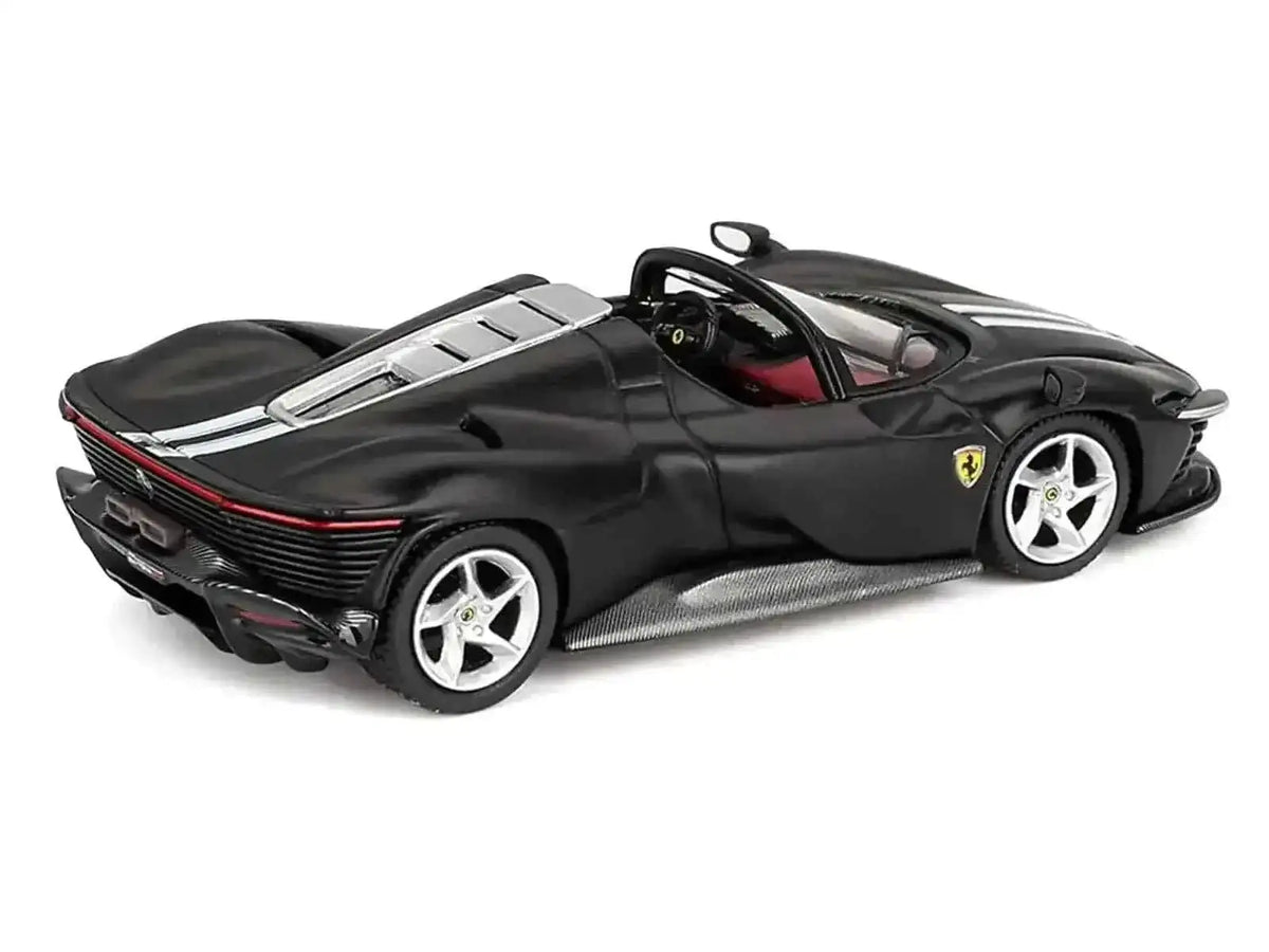 Ferrari Daytona SP3 Matt Black with White Stripes and Red Interior 1/64 Diecast Model Car by BBR Cartsfy Inc.