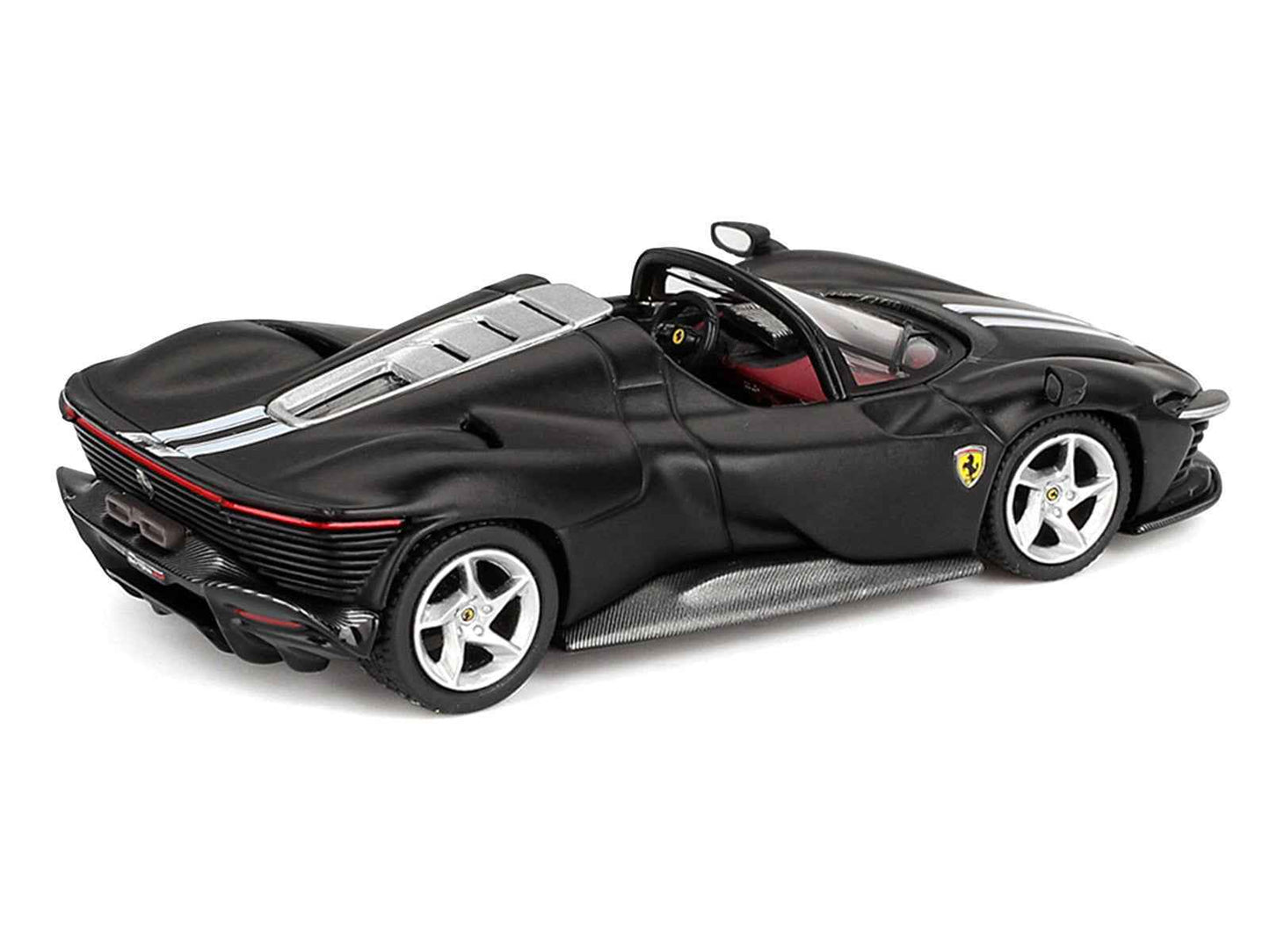 Ferrari Daytona SP3 Matt Black with White Stripes and Red Interior 1/64 Diecast Model Car by BBR Miniature Motors Default Title Default Title-