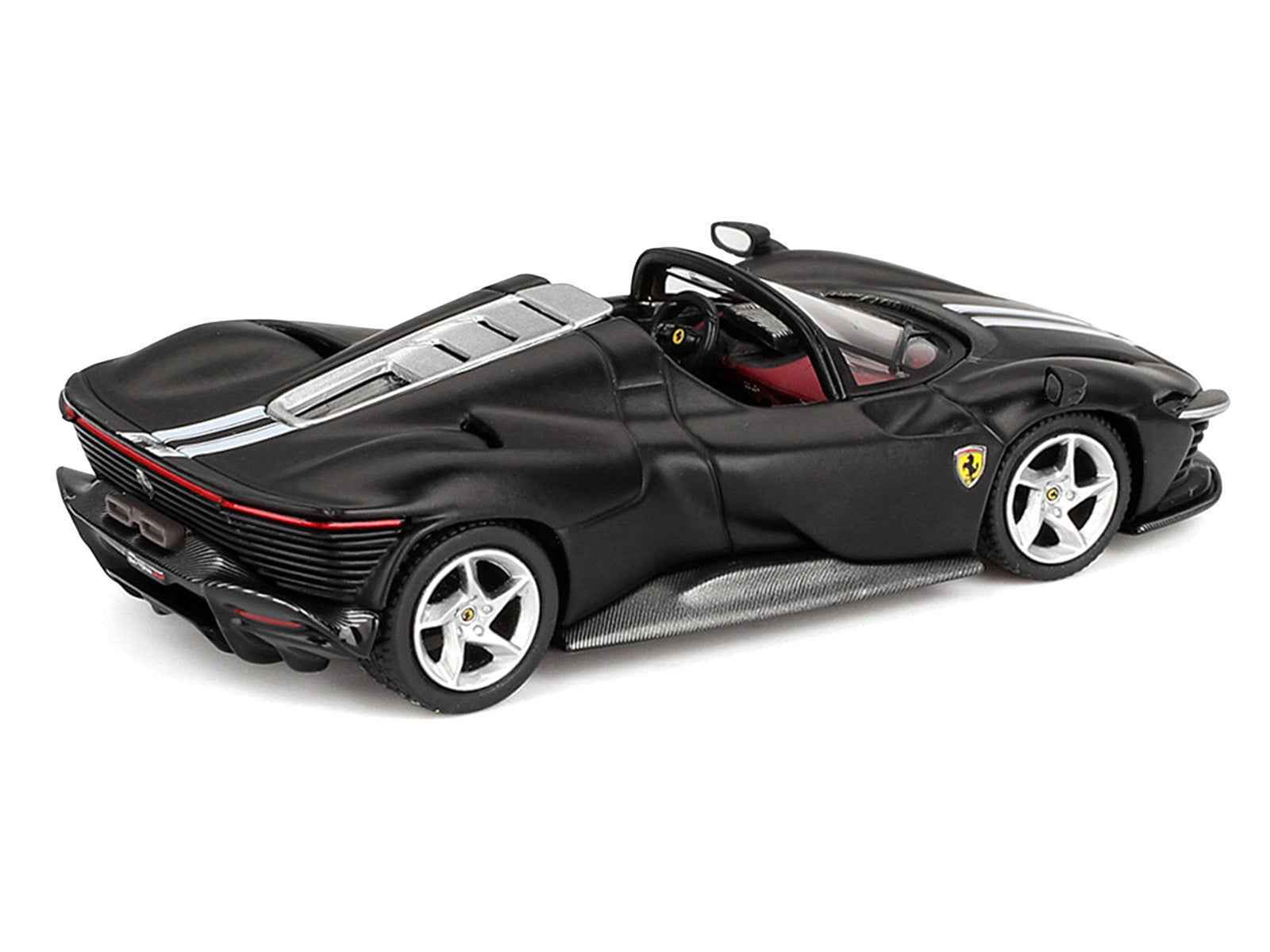 Ferrari Daytona SP3 Matt Black with White Stripes and Red Interior 1/64 Diecast Model Car by BBR Miniature Motors Default Title Default Title-