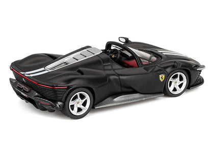 Ferrari Daytona SP3 Matt Black with White Stripes and Red Interior 1/64 Diecast Model Car by BBR Miniature Motors Default Title Default Title-