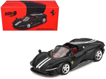 Ferrari Daytona SP3 Matt Black with White Stripes and Red Interior 1/64 Diecast Model Car by BBR Miniature Motors Default Title Default Title-