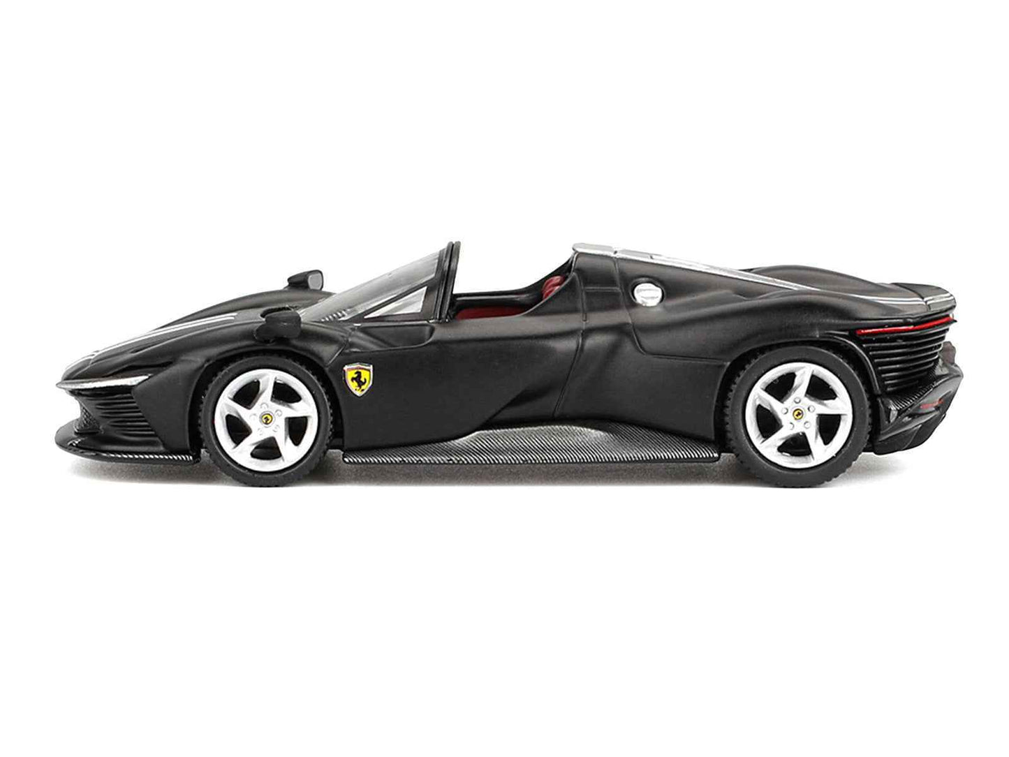 Ferrari Daytona SP3 Matt Black with White Stripes and Red Interior 1/64 Diecast Model Car by BBR Miniature Motors Default Title Default Title-