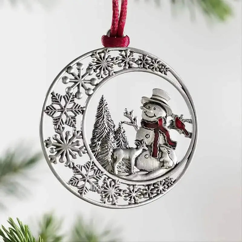 Festive Christmas Tree Pendant - Metal Hanging Ornament for Scene Decor