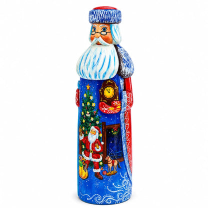 Santa Leaving Gifts on Christmas Eve Hand Carved Solid Wooden Figurine 11 Inches