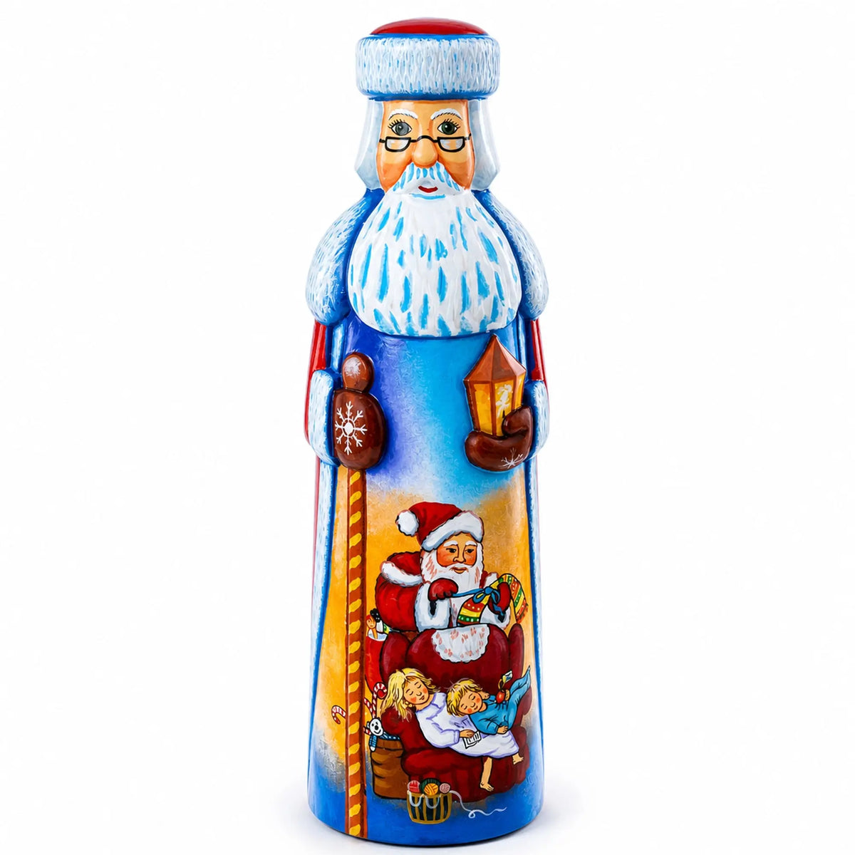 Christmas Eve Hand Carved Solid Wooden Santa Figurine 11 Inches