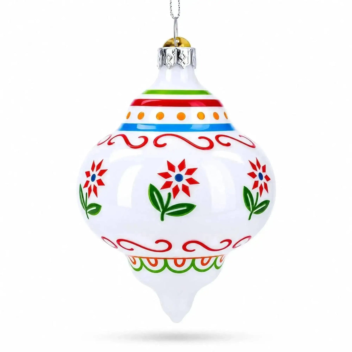Finial with Floral Pattern Glass Christmas Ornament Cartsfy Inc.