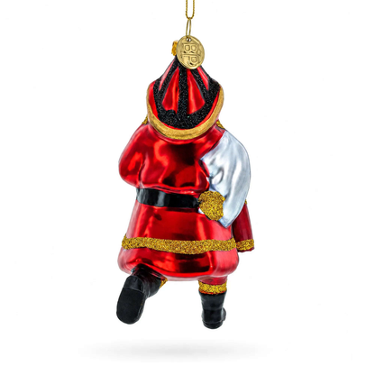 Firefighter Santa with Extinguisher Glass Christmas Ornament Cartsfy Inc.