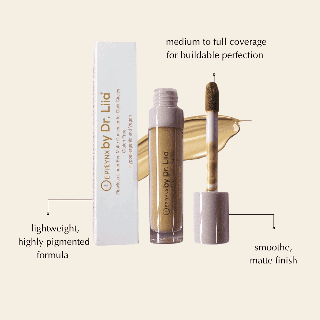 Matte concealer box with tube and wand, golden beige shade