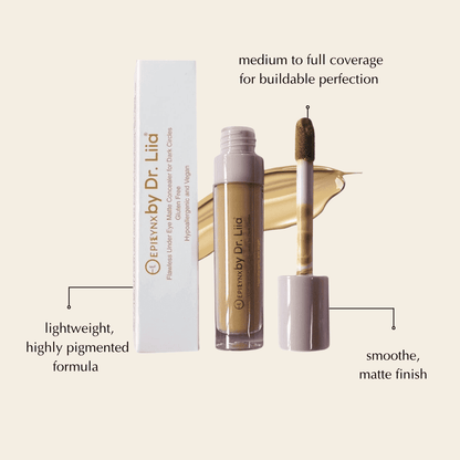 Matte concealer box with tube and wand, golden beige shade