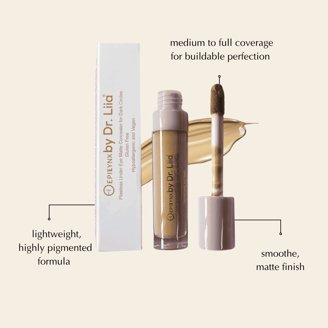 Matte concealer box with tube and wand, golden beige shade