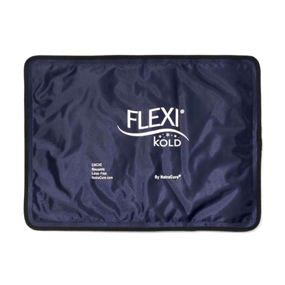 FlexiKold gel ice pack, navy blue rectangular with FLEXI logo and kold text
