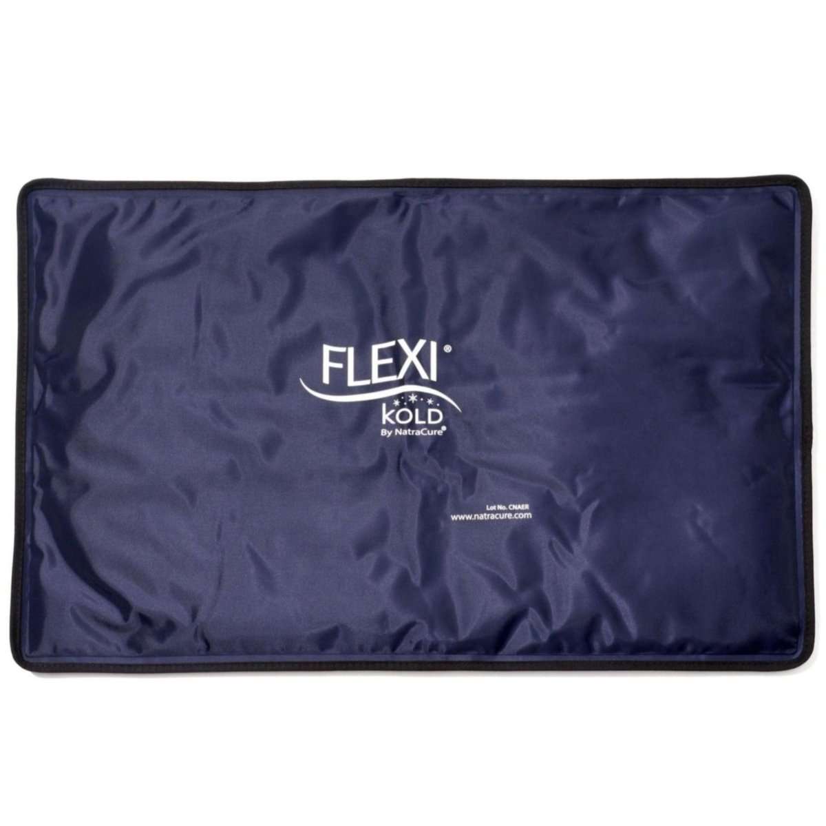 FlexiKold gel ice pack, navy blue rectangular with FLEXI kold logo on back