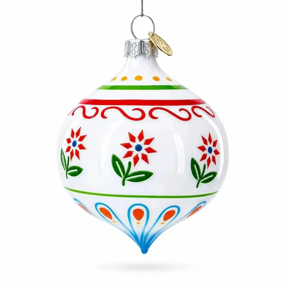 Floral Finial Drop Glass Christmas Ornament Cartsfy Inc.