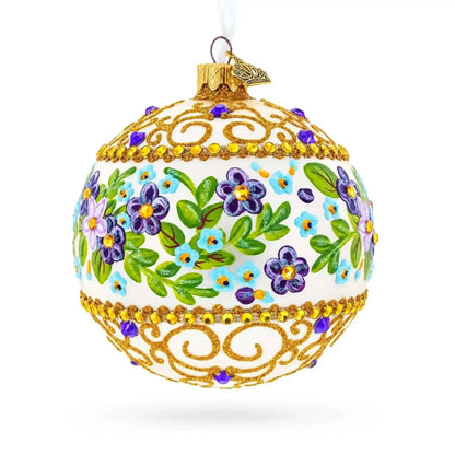Flowers Swirl Glass Ball Christmas Ornament 4 Inches Cartsfy Inc.