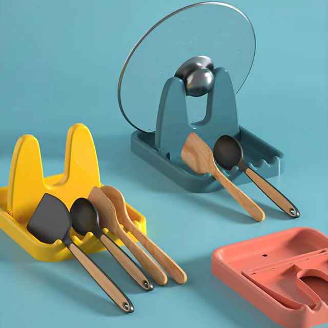 Foldable Pot Lid Rack Plastic Spoon Holder Stand Kitchen Supplies Organizer Cartsfy Inc.