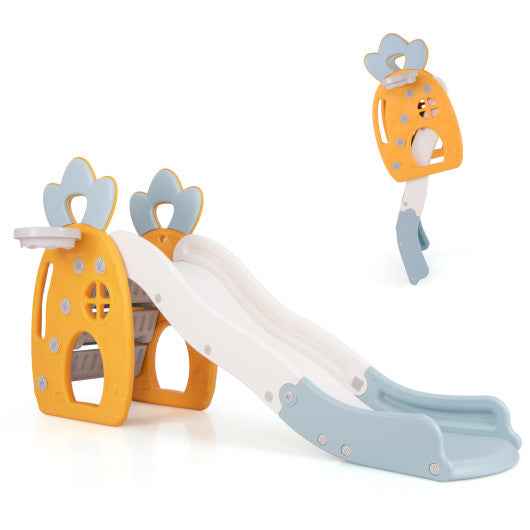 Foldable Slide with Basketball Hoop and Buffer Zone for Kids Aged 3+ Years Old Cartsfy Inc.