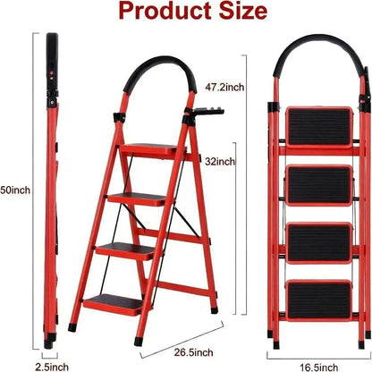 Folding 3/4-Step Ladder – Portable Steel Step Stool, Anti-Slip DailySale 3-step / Red 3-step / Black 4-step / Red 3-step / Red-3-step / Black-4-step / Red-4-step / Black-