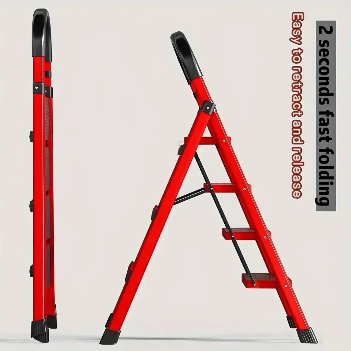 Folding 3/4-Step Ladder – Portable Steel Step Stool, Anti-Slip DailySale 3-step / Red 3-step / Black 4-step / Red 3-step / Red-3-step / Black-4-step / Red-4-step / Black-