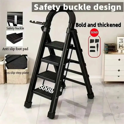 Folding 3/4-Step Ladder – Portable Steel Step Stool, Anti-Slip DailySale 3-step / Red 3-step / Black 4-step / Red 3-step / Red-3-step / Black-4-step / Red-4-step / Black-