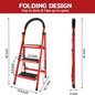 Folding 3/4-Step Ladder – Portable Steel Step Stool, Anti-Slip Cartsfy Inc.