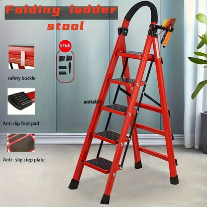 Folding 3/4-Step Ladder – Portable Steel Step Stool, Anti-Slip Cartsfy Inc.