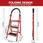 Folding 3/4 - Step Ladder – Portable Steel Step Stool, Anti - Slip - Cartsfy Inc.