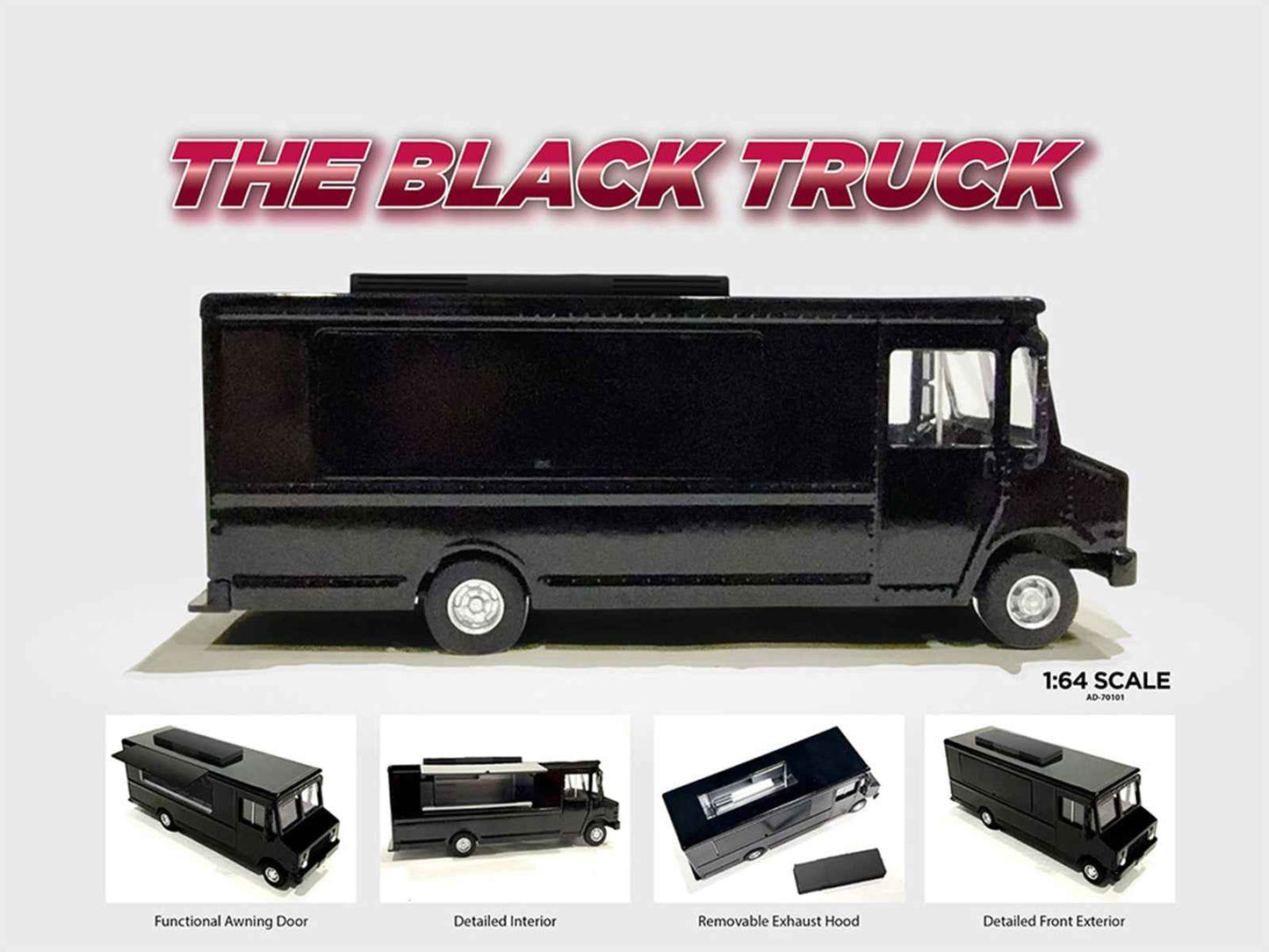 Food Truck Plain Black 1/64 Diecast Model by American Diorama Miniature Motors Default Title Default Title-