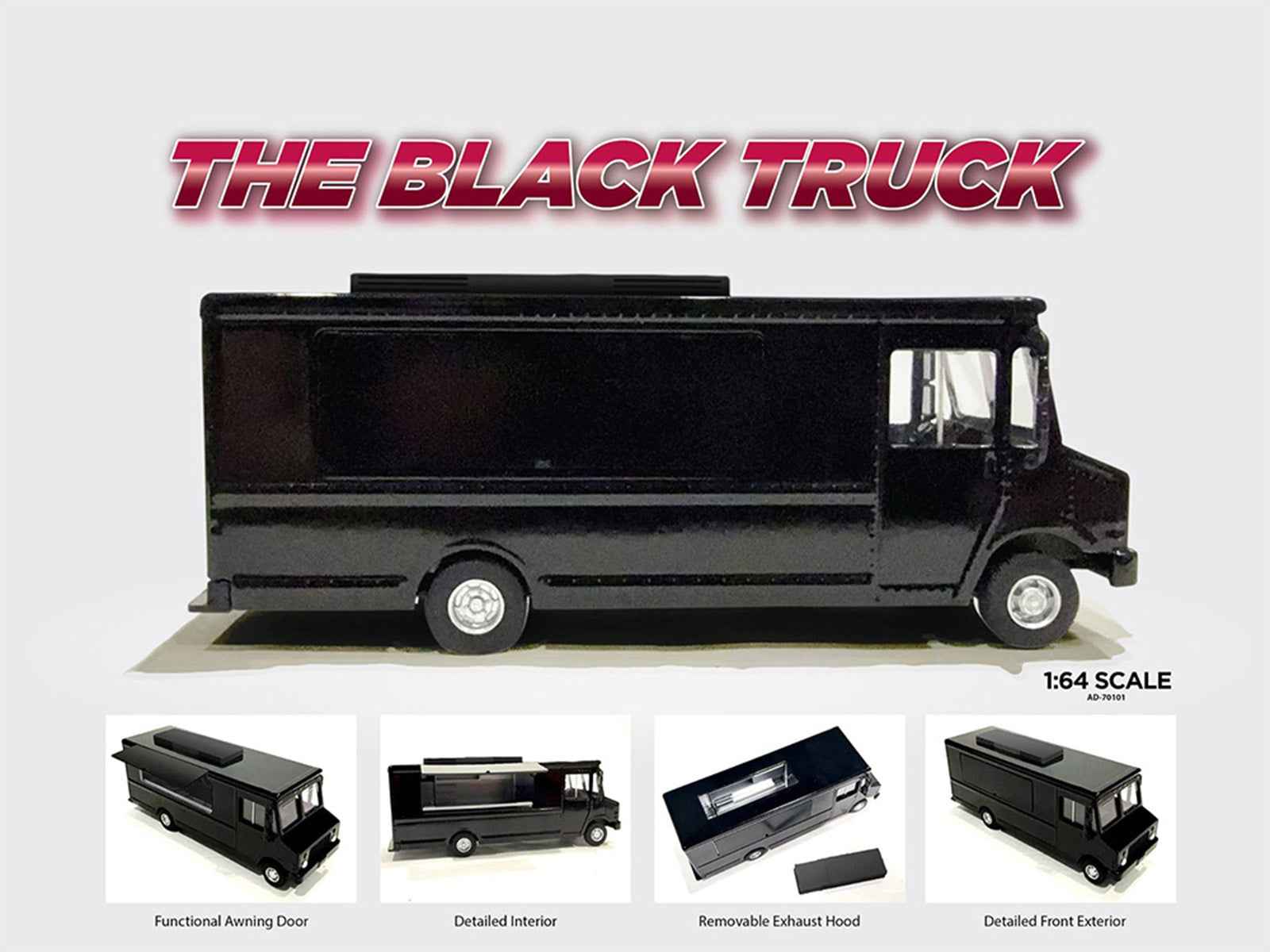 Food Truck Plain Black 1/64 Diecast Model by American Diorama Miniature Motors Default Title Default Title-