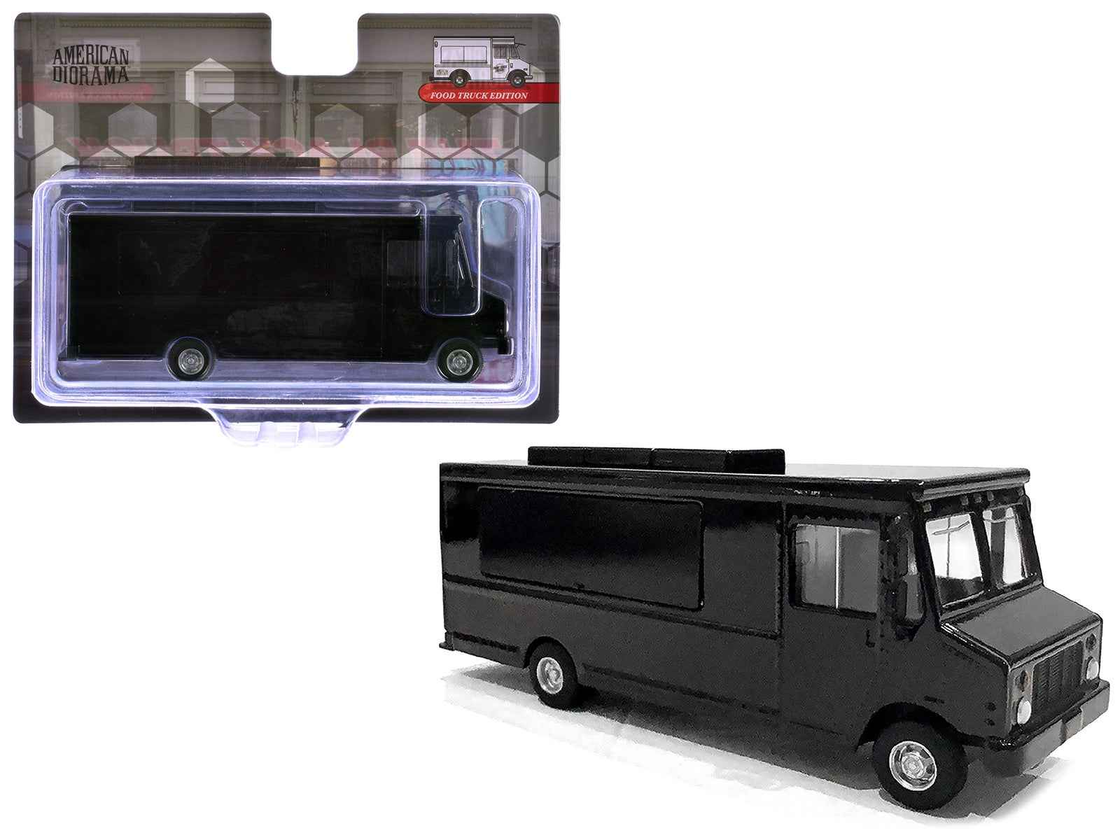 Food Truck Plain Black 1/64 Diecast Model by American Diorama Miniature Motors Default Title Default Title-
