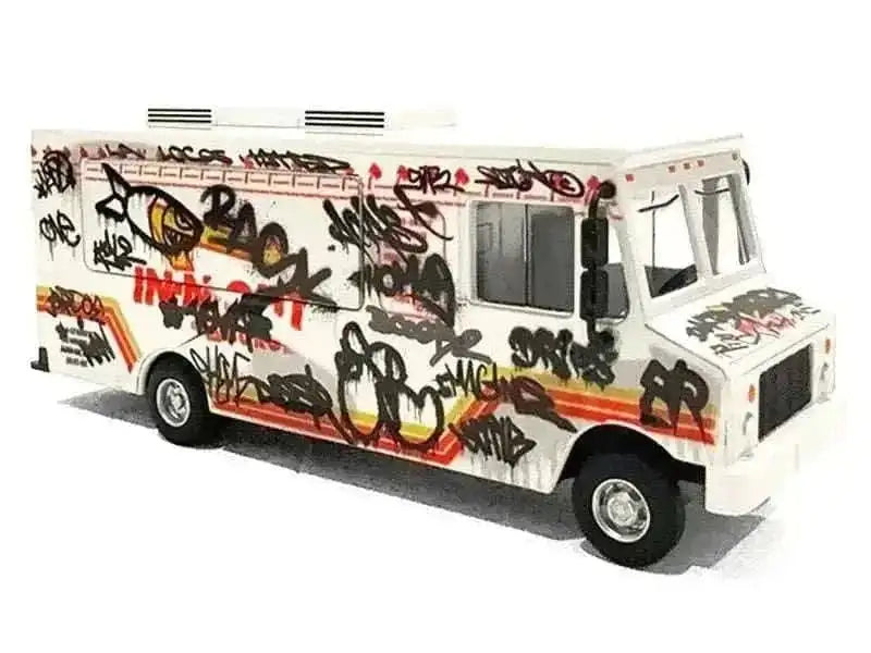 Food Truck "The Graffiti Truck" White with Graphics 1/64 Diecast Model by American Diorama Cartsfy Inc.