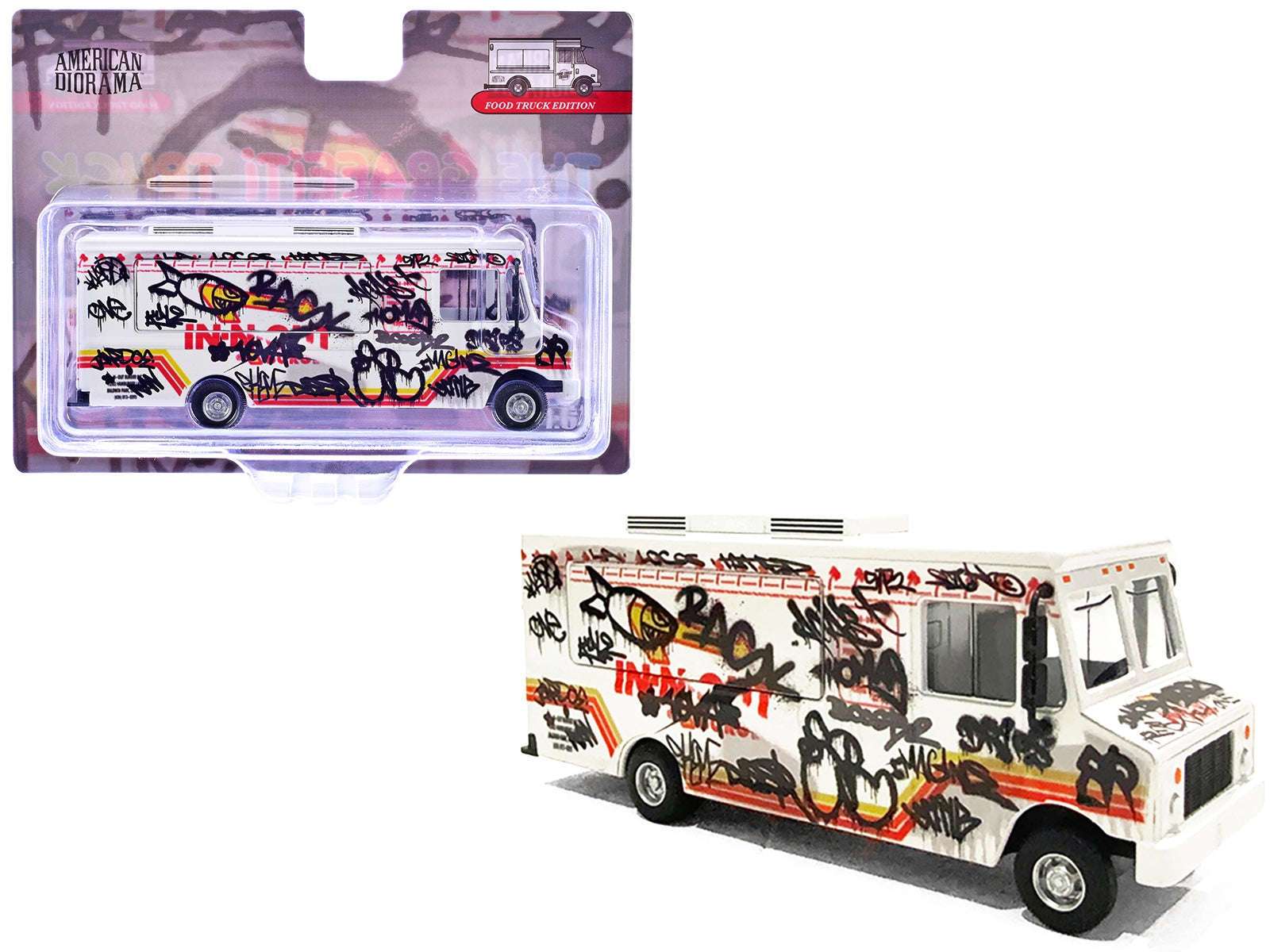 Food Truck "The Graffiti Truck" White with Graphics 1/64 Diecast Model by American Diorama Miniature Motors Default Title Default Title-