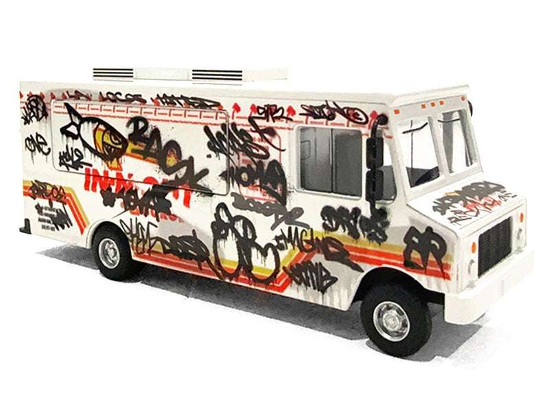 Food Truck "The Graffiti Truck" White with Graphics 1/64 Diecast Model by American Diorama Miniature Motors Default Title Default Title-