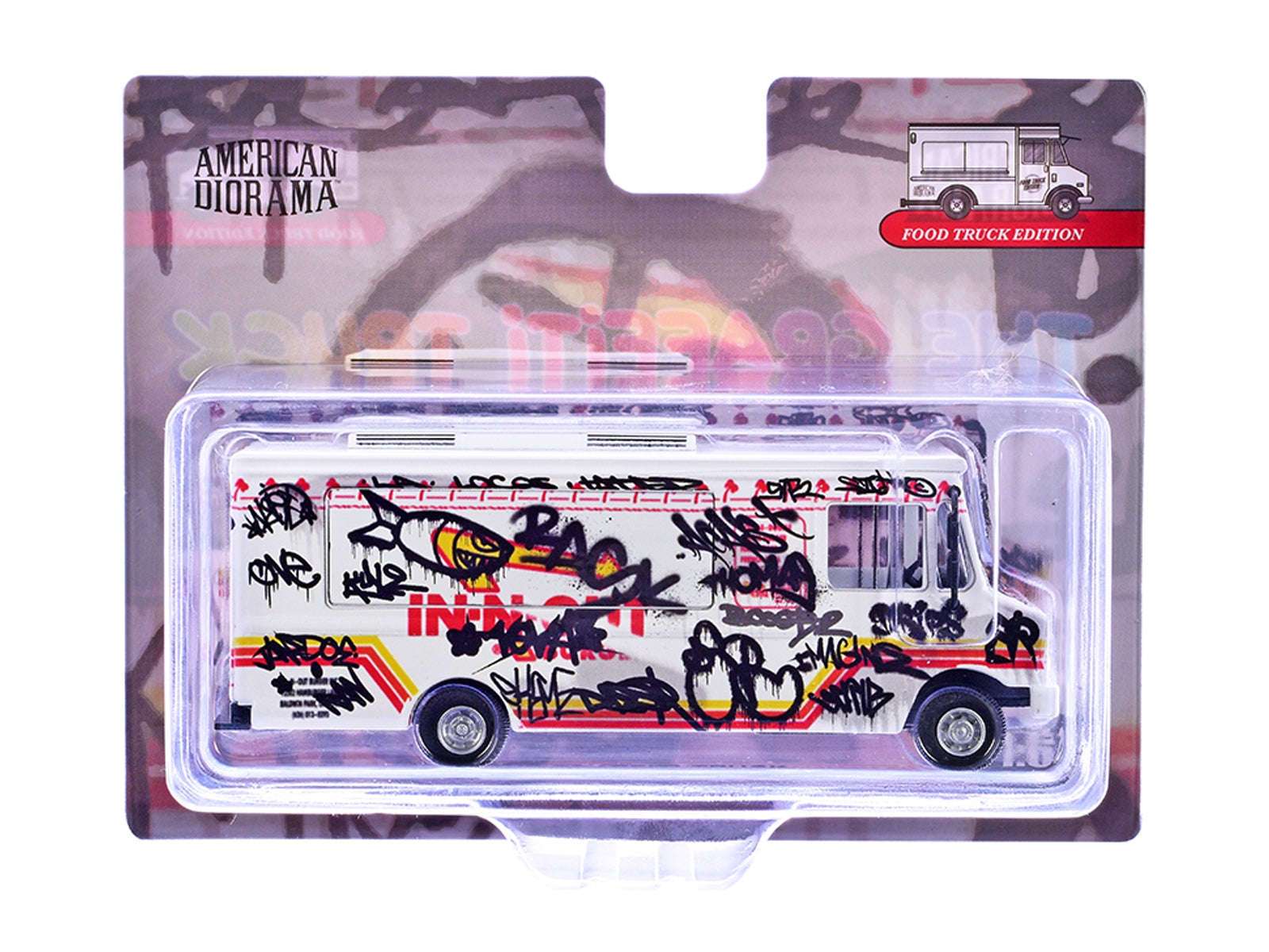 Food Truck "The Graffiti Truck" White with Graphics 1/64 Diecast Model by American Diorama Miniature Motors Default Title Default Title-