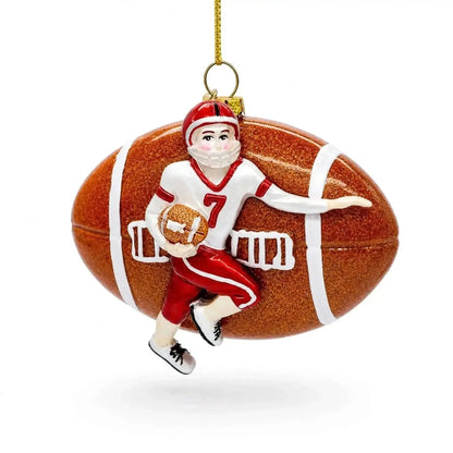 Football Player Glass Christmas Ornament Cartsfy Inc.