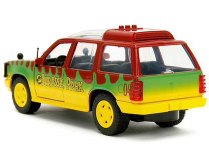 Ford Explorer Red and Yellow with Green Graphics "Jurassic Park" (1993) Movie 30th Anniversary "Hollywood Rides" Series 1/32 Diecast Model Car by Jada Cartsfy Inc.