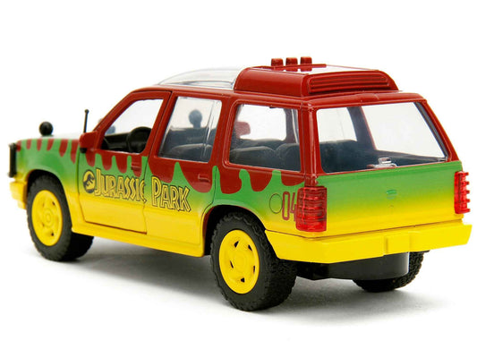 Ford Explorer Red and Yellow with Green Graphics "Jurassic Park" (1993) Movie 30th Anniversary "Hollywood Rides" Series 1/32 Diecast Model Car by Jada Cartsfy Inc.