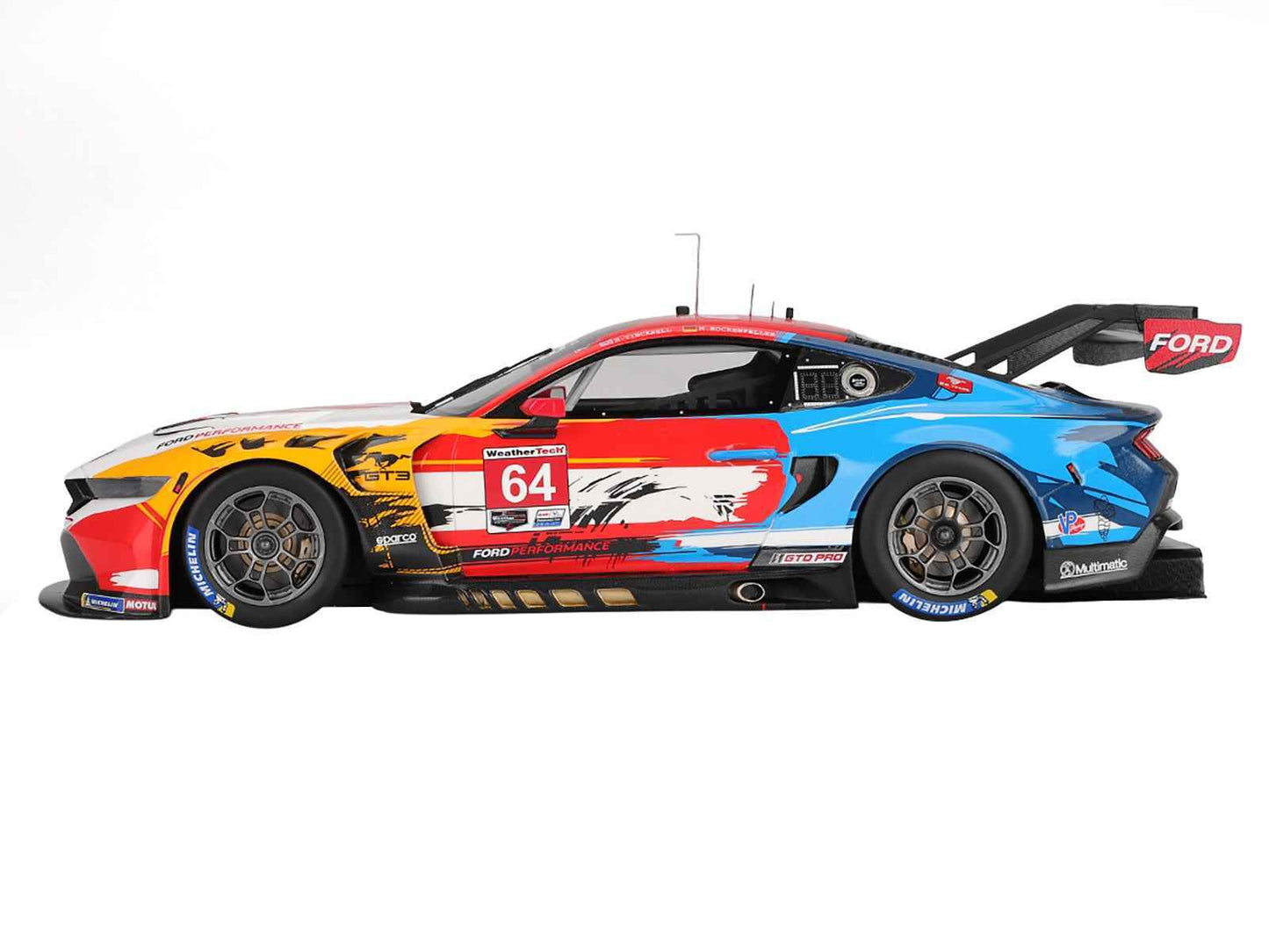 Ford Mustang GT3 #64 Mike Rockenfeller - Harry Tincknell "Ford Multimatic Motorsports" "Motul Course de Monterey - Laguna Seca" (2024) 1/18 Model Car by Top Speed Cartsfy Inc.