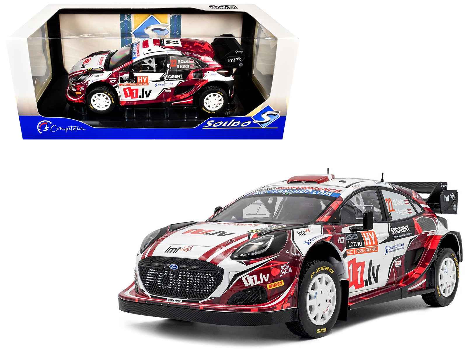 Ford Puma Rally1 #22 Martins Sesks - Renars Francis "Rally Latvia" (2024) "Competition" Series 1/18 Diecast Model Car by Solido Miniature Motors Default Title Default Title-