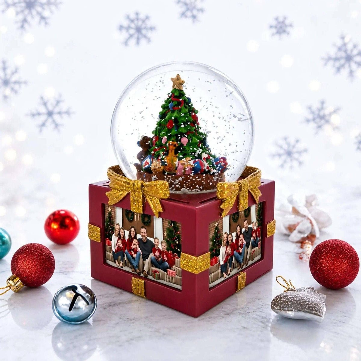 Four-Sided Picture Frame Christmas Tree Musical Water Snow Globe BestPysanky Default Title Default Title-