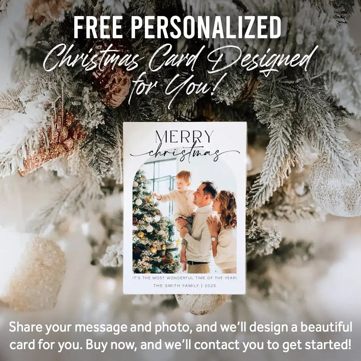 Vintage Christmas Tree Wall Art with Free Personalized Christmas Card