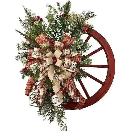 Front Door Wooden Vintage Winter Decorative Christmas Wreath