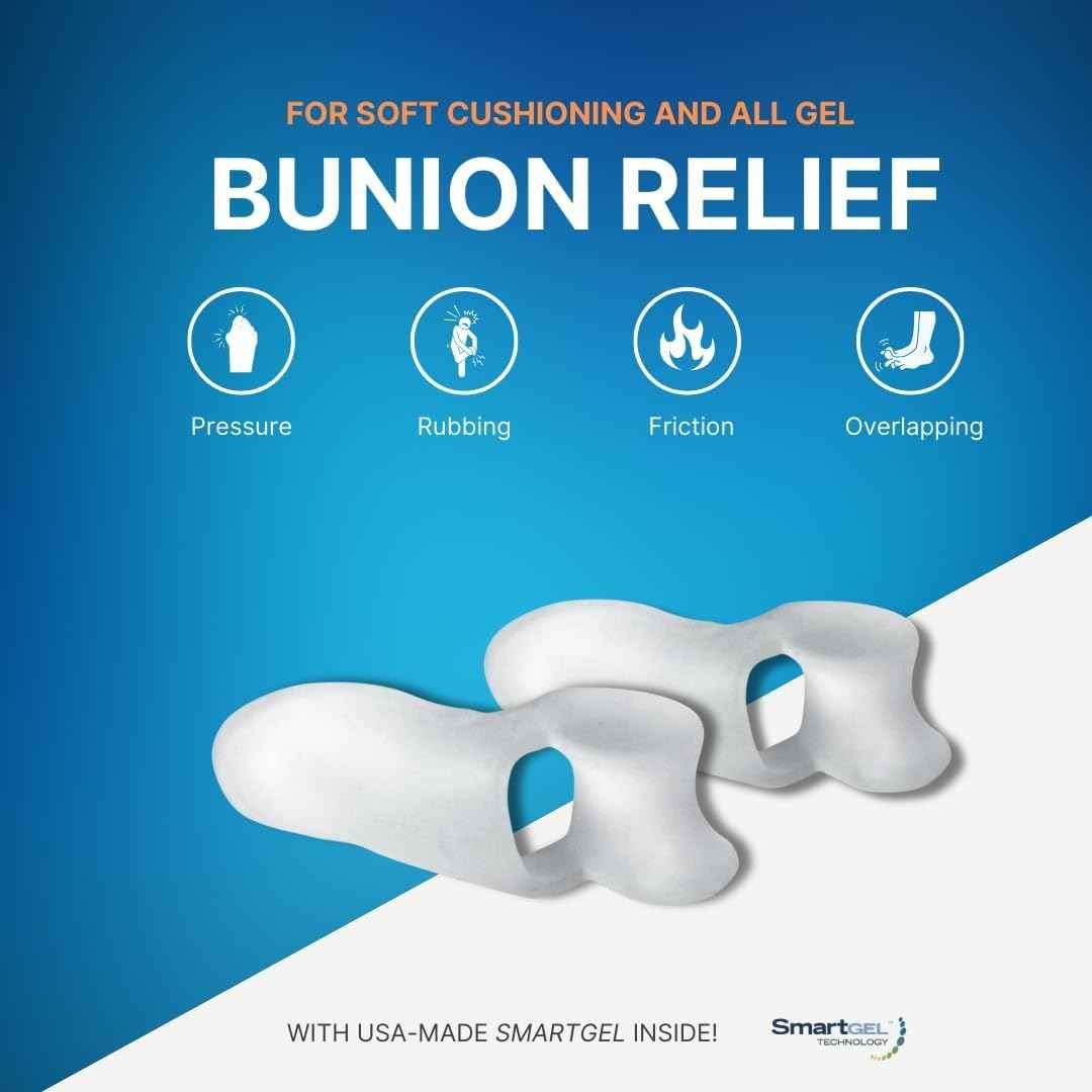Bunion relief gel toe guard with two clear pads for pressure and friction protection